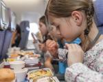 Kind im Flugzeug mit Bordmenü - Für Familien wird beim Urlaub in Südafrika die Einreise erleichtert.