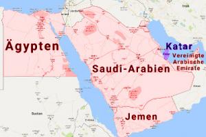 Karte Flugverbot Arabisch Halbinsel