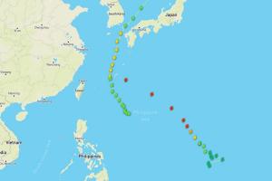 Taifun Maria 2018. Grafik: Weather Underground