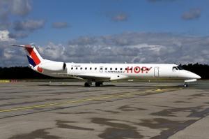Mit einer Embraer ERJ 145 mit 50 Sitzplätzen fliegt HOP ab September sechsmal wöchentlich von Nürnberg nach Lyon. © Flughafen Nürnberg Hop Embraer ERJ 145 Flughafen Nuernberg