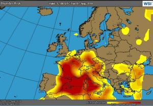 Schwere Unwetter können in Europa für Flugbehinderungen sorgen. © Eurocontrol Eurocontrol Wetter 7.8.2018