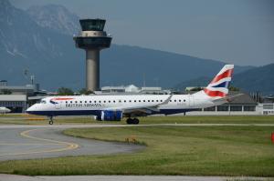 Bei British Airways droht im August ein Pilotenstreik. © British Airways Flughafen Salzburg British Airways Embaer 190