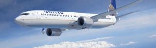 United Airlines Flugzeug in der Luft