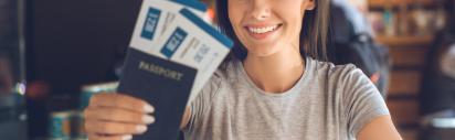Mensch, Frau, Reisepass, Ticket