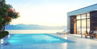 Ferienhaus+Pool+Meer+Liegen+Berge