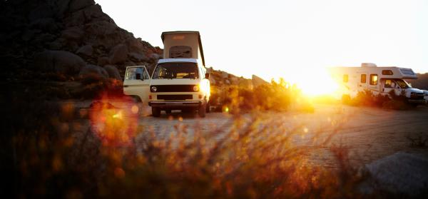 Camper, Sonnenuntergang, VW T3, Yosemite Nationalpark