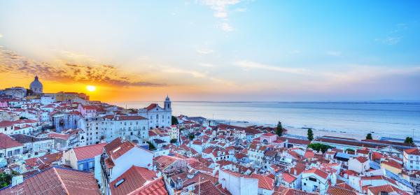 Stadt, Häuser, Ausblick Lissabon