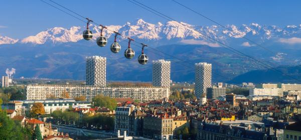 Berge, Stadt, Seilbahn Grenoble