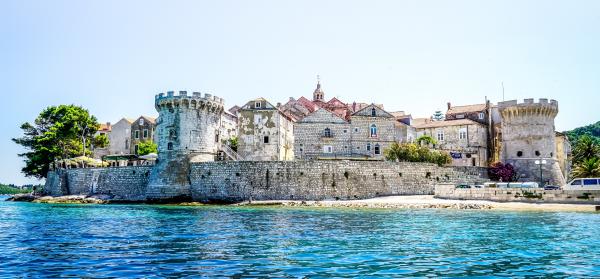 Burg, Meer, Stadt, Festung Insel Korcula