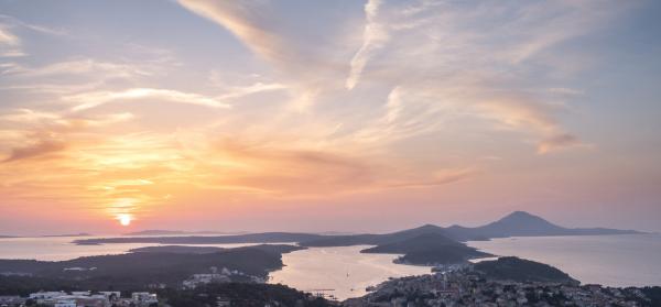 Sonnenuntergang, Meer, Stadt, Insel Mali Losinj