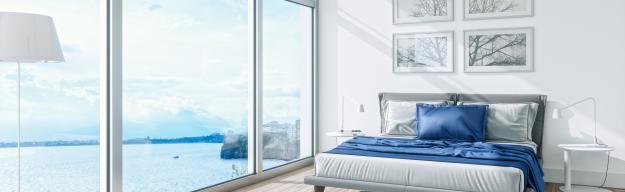 Hotelzimmer, Bett, Fenster, Meer