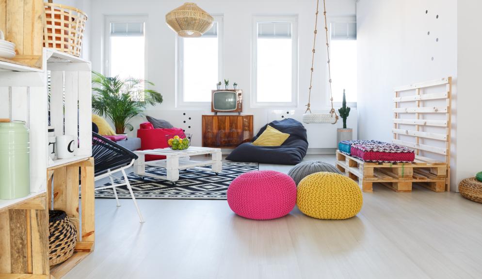 Pouf+Lampe+Wohnzimmer